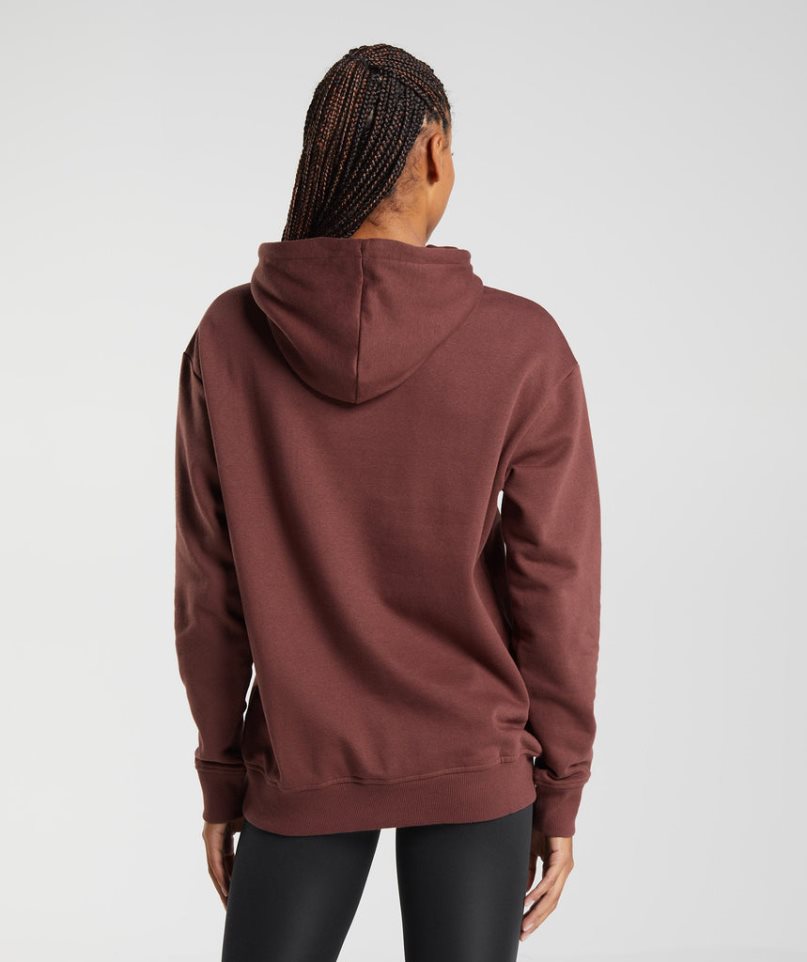 Women's Gymshark Training Boyfriend Hoodie Brown | NZ 8UQGSK